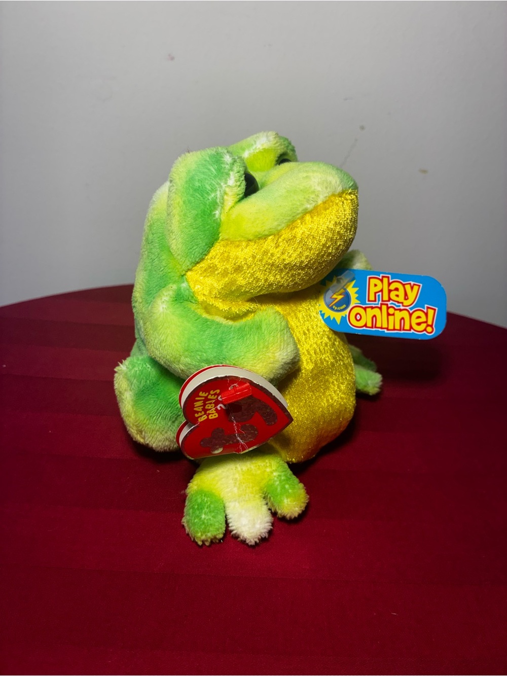 Ty Beanie Babies “Play Online!” Frog Plush w/ Tags Green Yellow Sparkle Belly - Picture 3 of 9